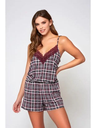 Pink Apple Plaid 2 Piece Short PJ Set