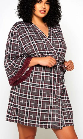 Pink Apple Plaid Robe