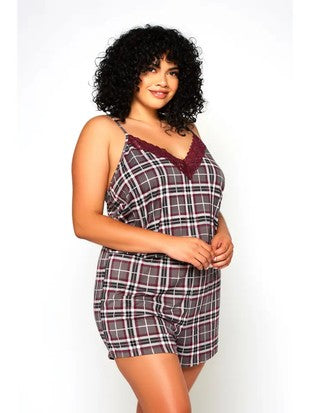 Pink Apple Plaid 2 Piece Short PJ Set