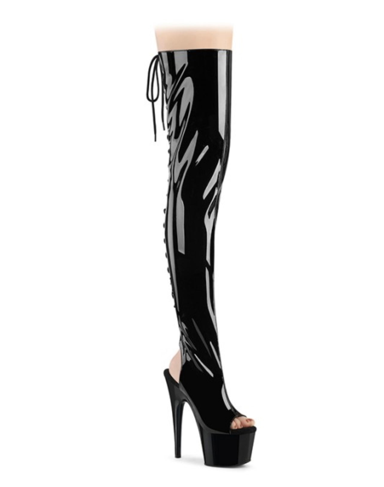 Shiny Thigh High Tie Boots