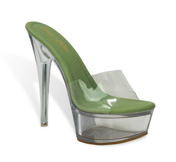 Slip On Clear Stiletto Heel