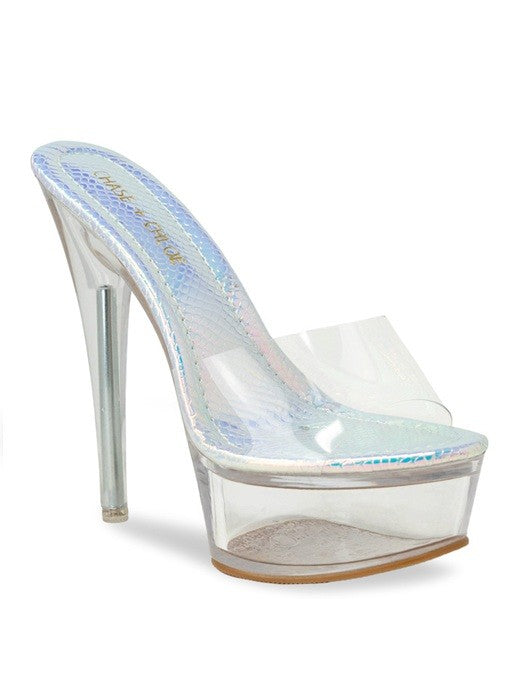 Slip On Clear Stiletto Heel