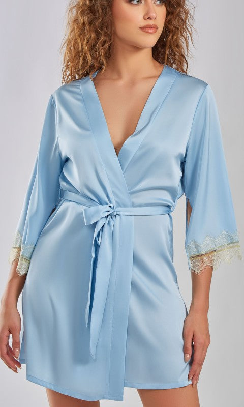 Allison Silky Chemise Gold Lace Trim Gown